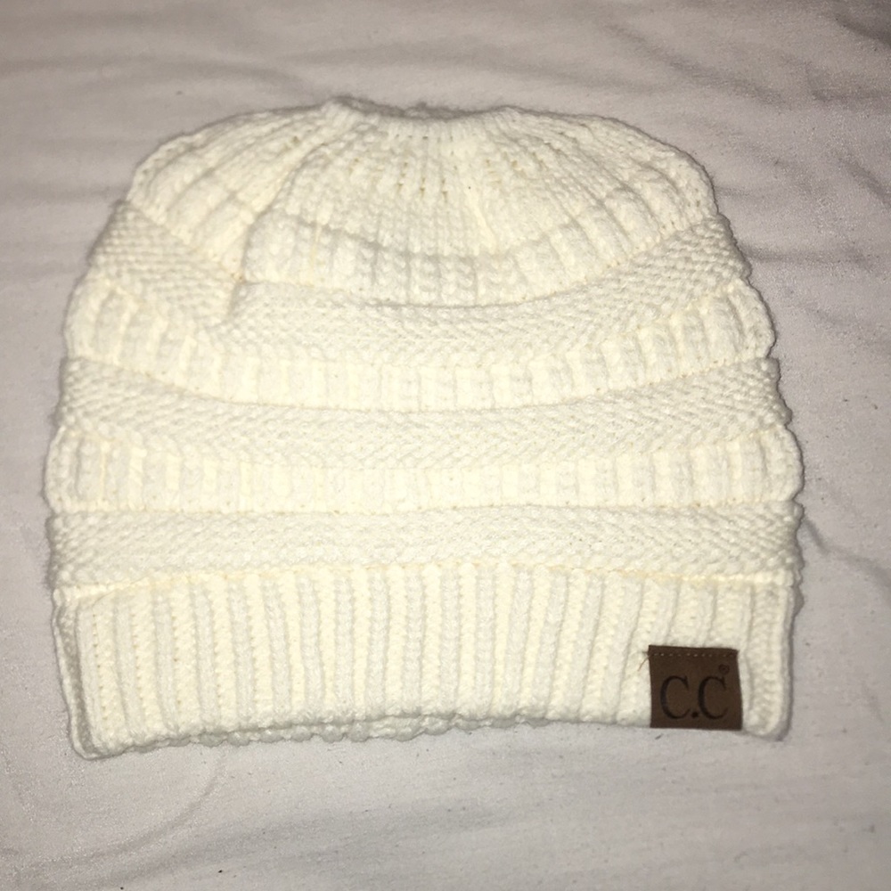 C.C cream: messy bun beanie